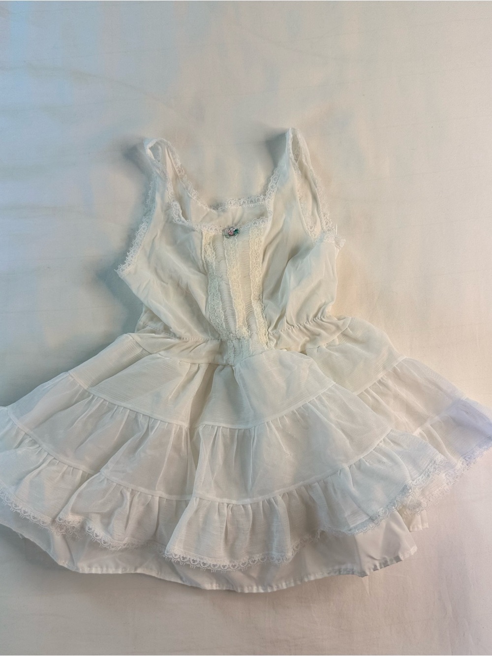 Vintage Girls White Tiered Summer Dress or Petticoat Slip